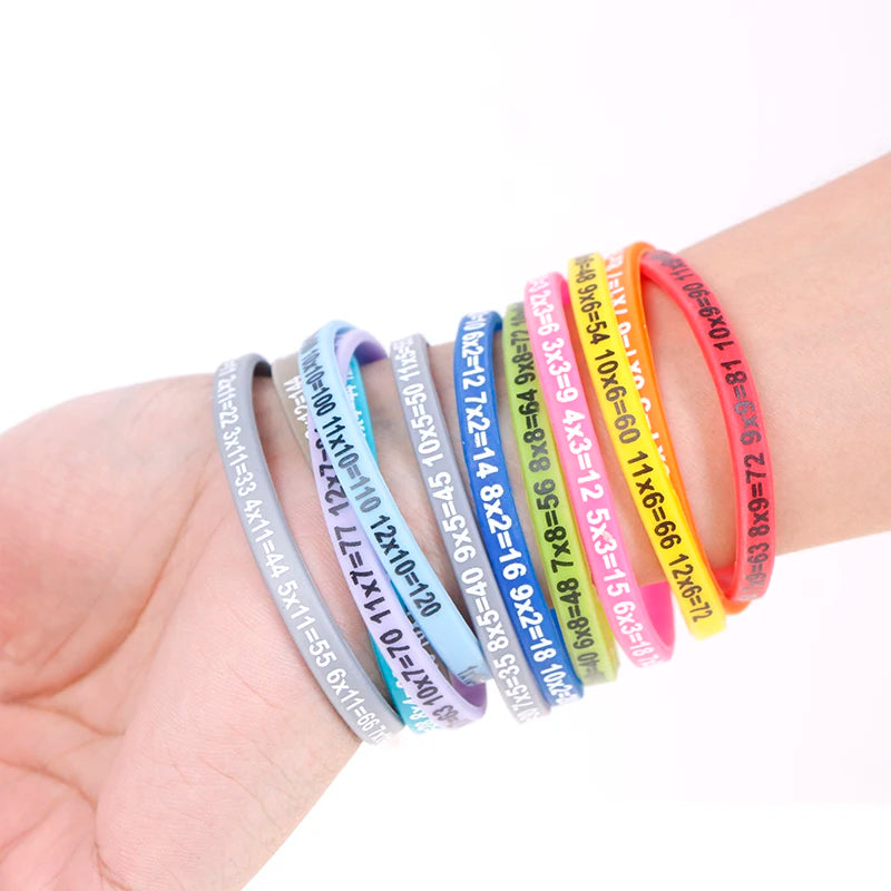 12-Pack Times Table Multiplication Practice Silicone Wristbands | Free Shipping