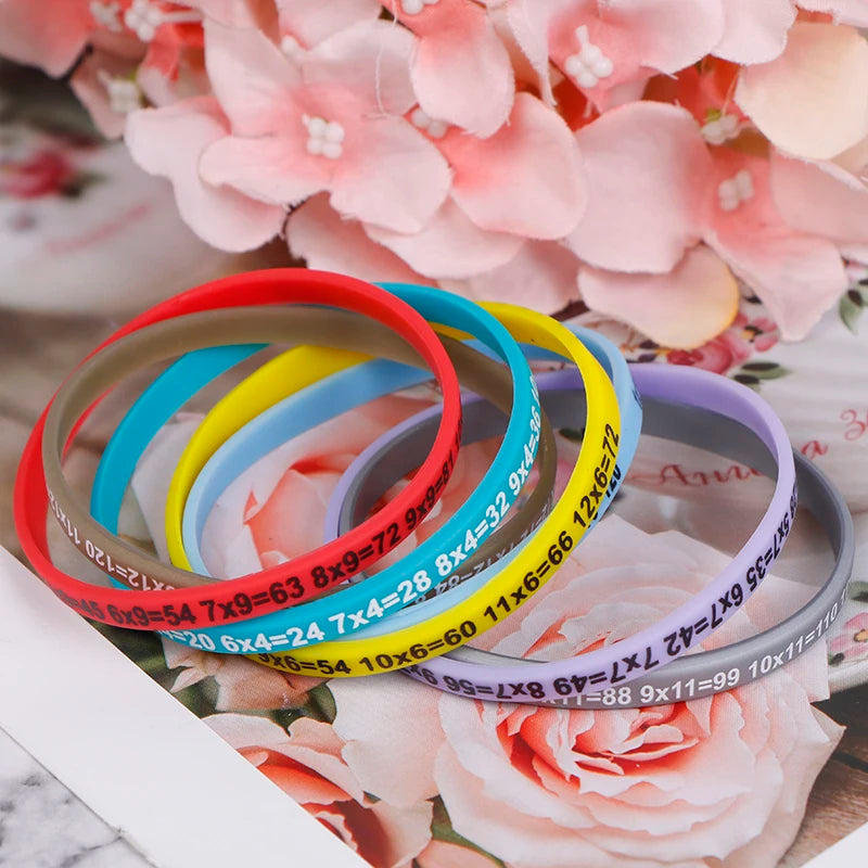 12-Pack Times Table Multiplication Practice Silicone Wristbands | Free Shipping