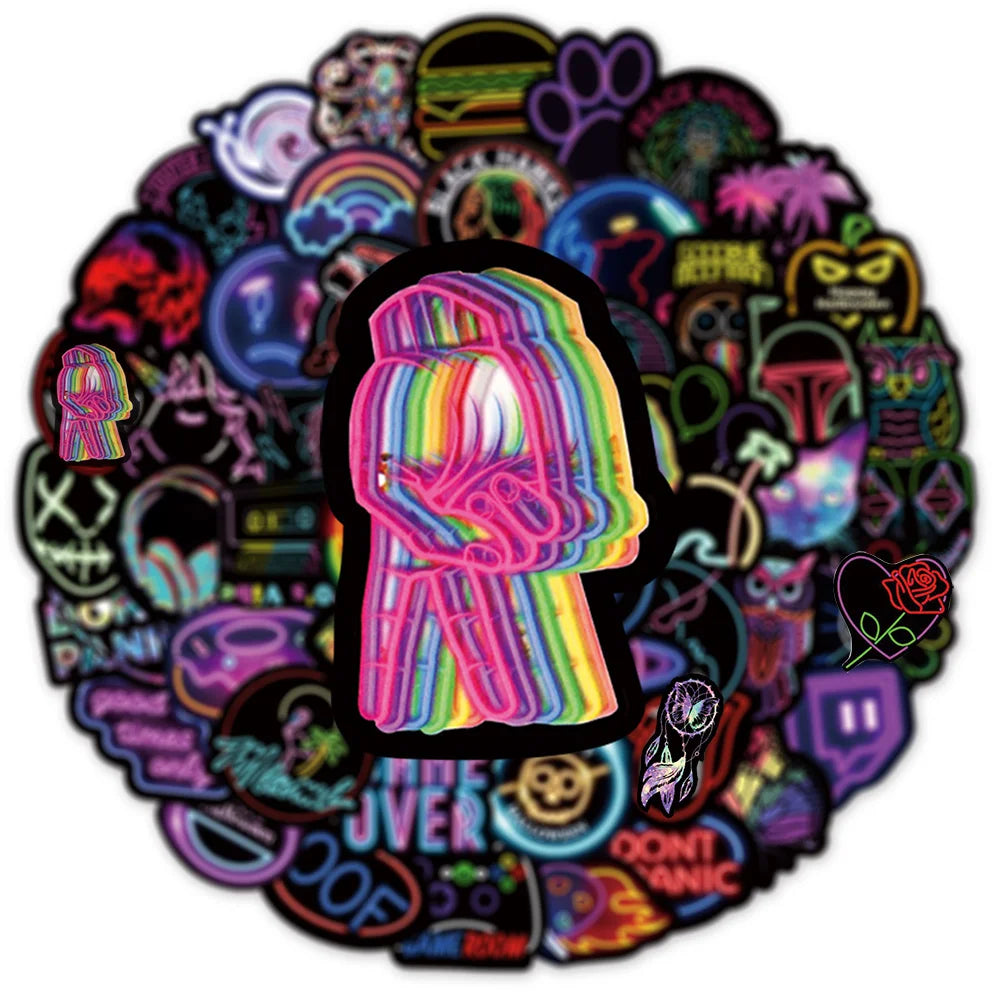 Neon Light Stickers 50 Pack | Free Shipping