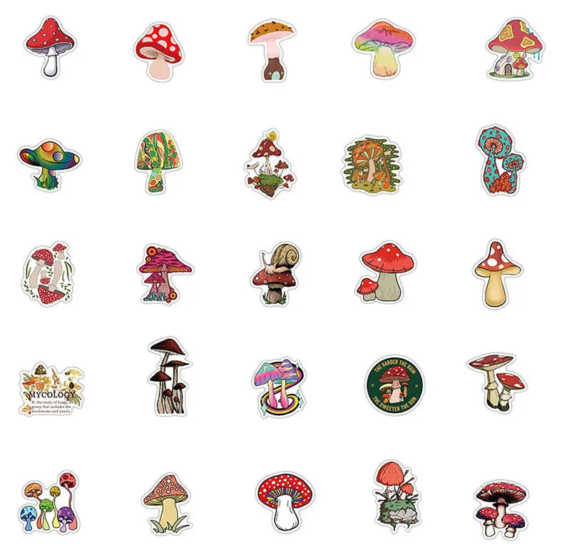 50-Pack Mushroom Stickers | Free Shipping