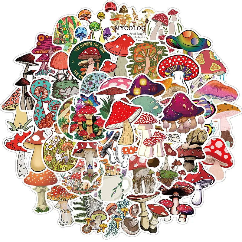50-Pack Mushroom Stickers | Free Shipping