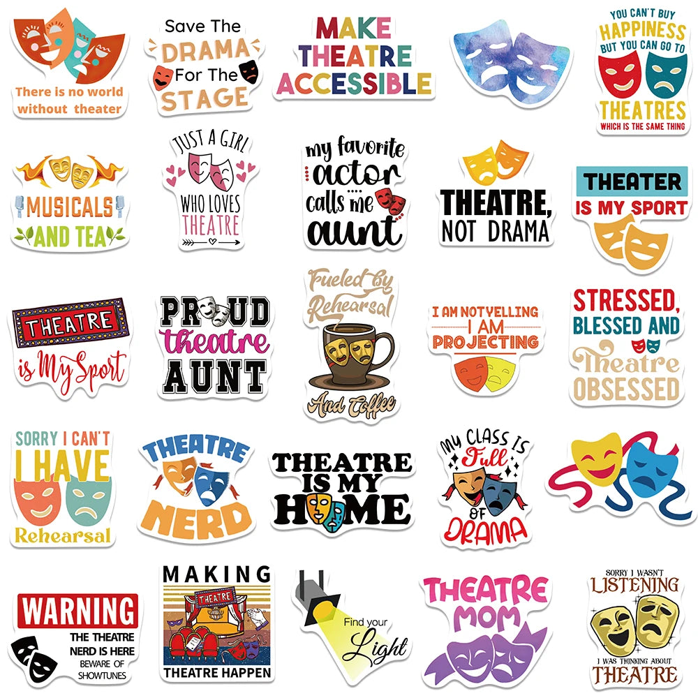 Theatric and Dramatic Sticker 50 Pack | Free Shipping