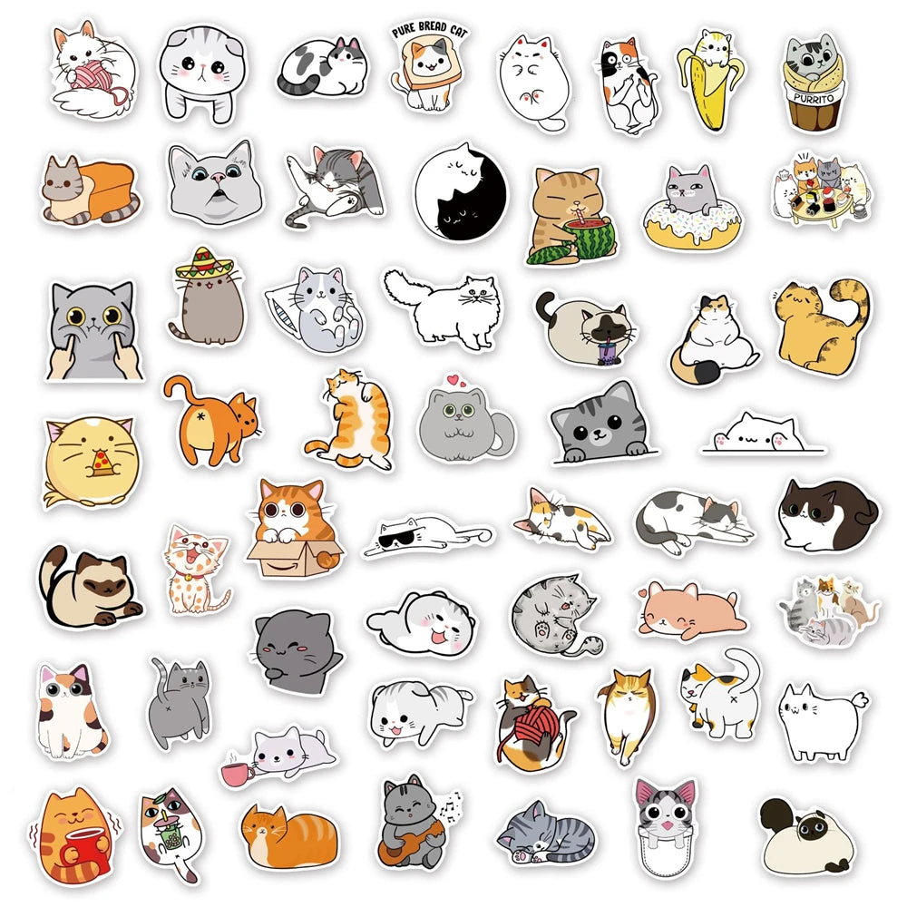 Kawaii Kitty Cat 50 Sticker Pack | Free Shipping