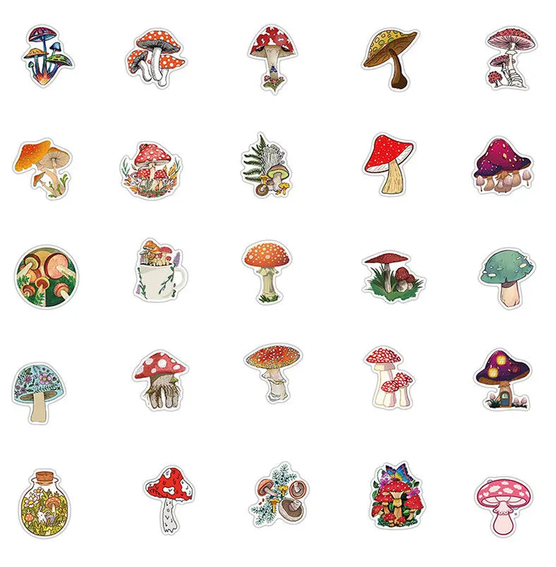 50-Pack Mushroom Stickers | Free Shipping