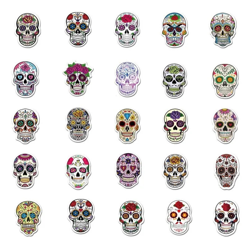 Sugar Skull Stickers 50 Pack | Free Shipping