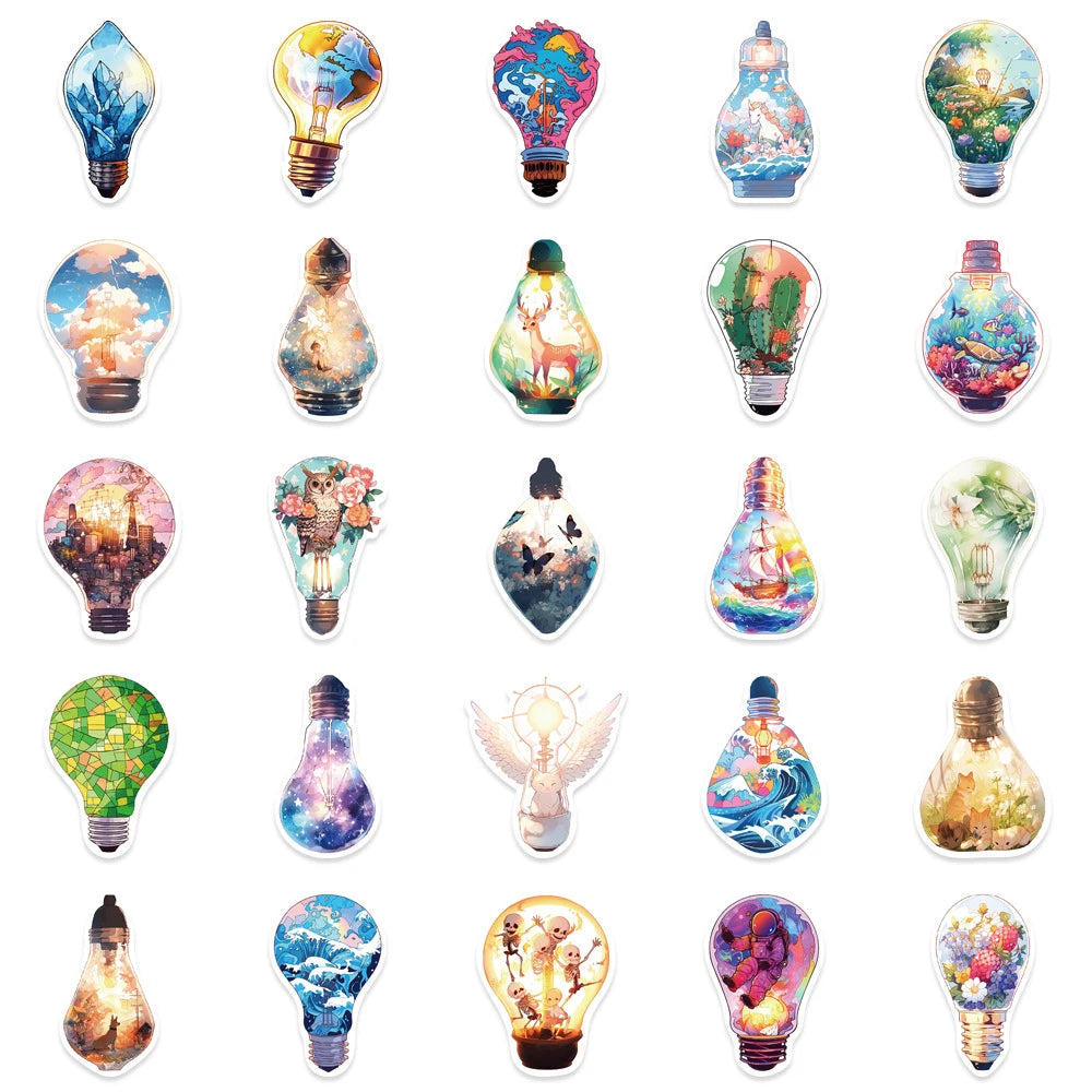 Artistic Lightbulb 50 Sticker Pack | Free Shipping