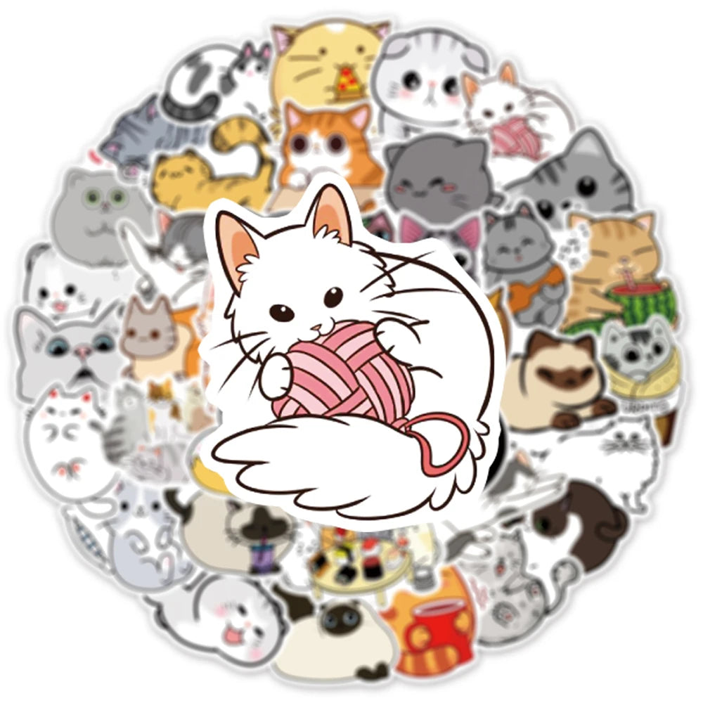 Kawaii Kitty Cat 50 Sticker Pack | Free Shipping