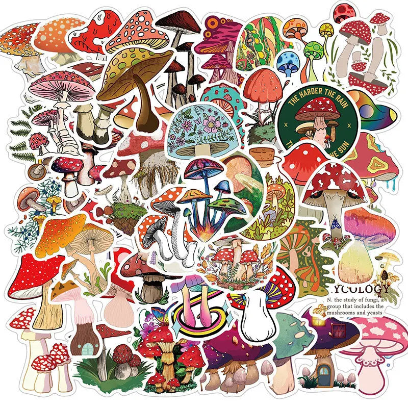 50-Pack Mushroom Stickers | Free Shipping