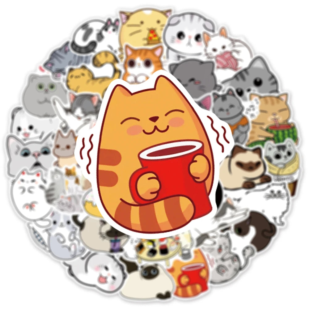 Kawaii Kitty Cat 50 Sticker Pack | Free Shipping