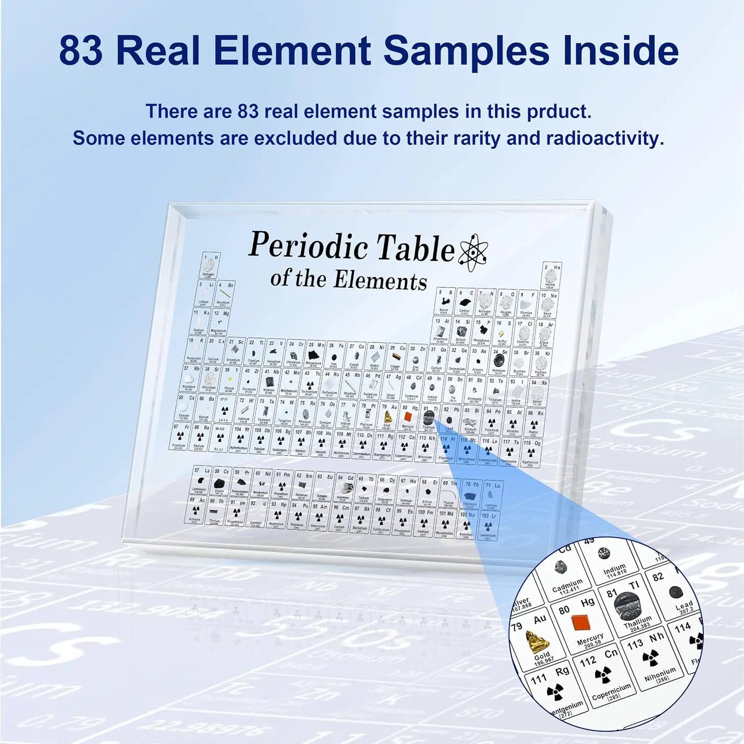 Acrylic Periodic Table with Real Elements | Free Shipping