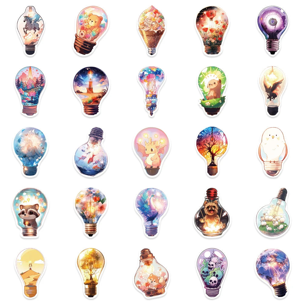 Artistic Lightbulb 50 Sticker Pack | Free Shipping