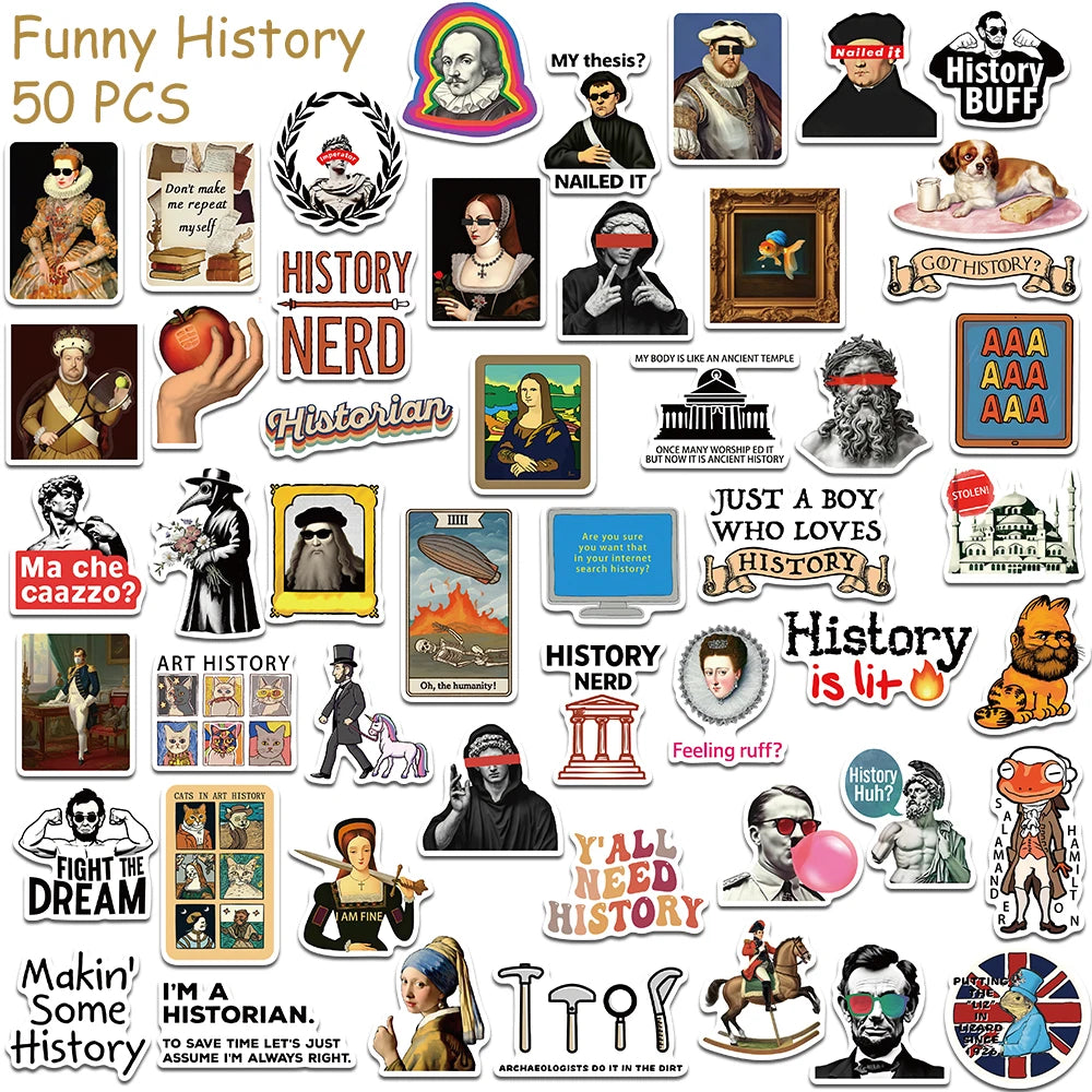History Theme Stickers 50 Pack | Free Shipping