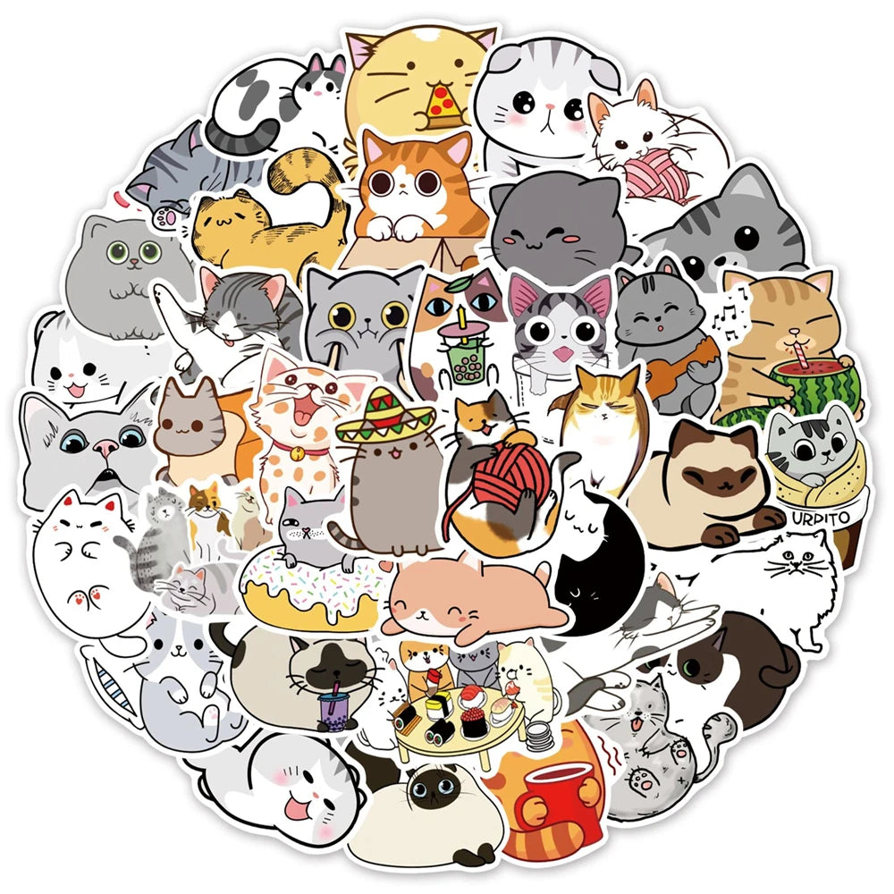 Kawaii Kitty Cat 50 Sticker Pack | Free Shipping