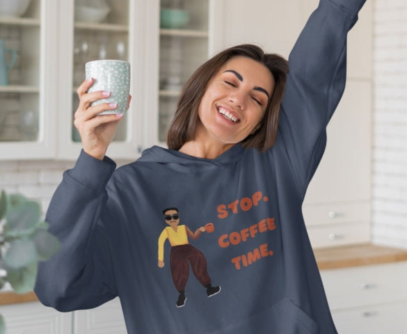 Stop. Coffee Time. Pixel Art Hoodie