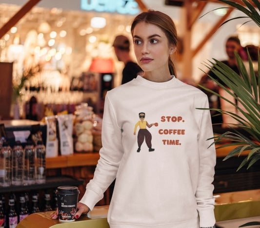 Stop. Coffee Time. Pixel Art Sweatshirt | Free Shipping